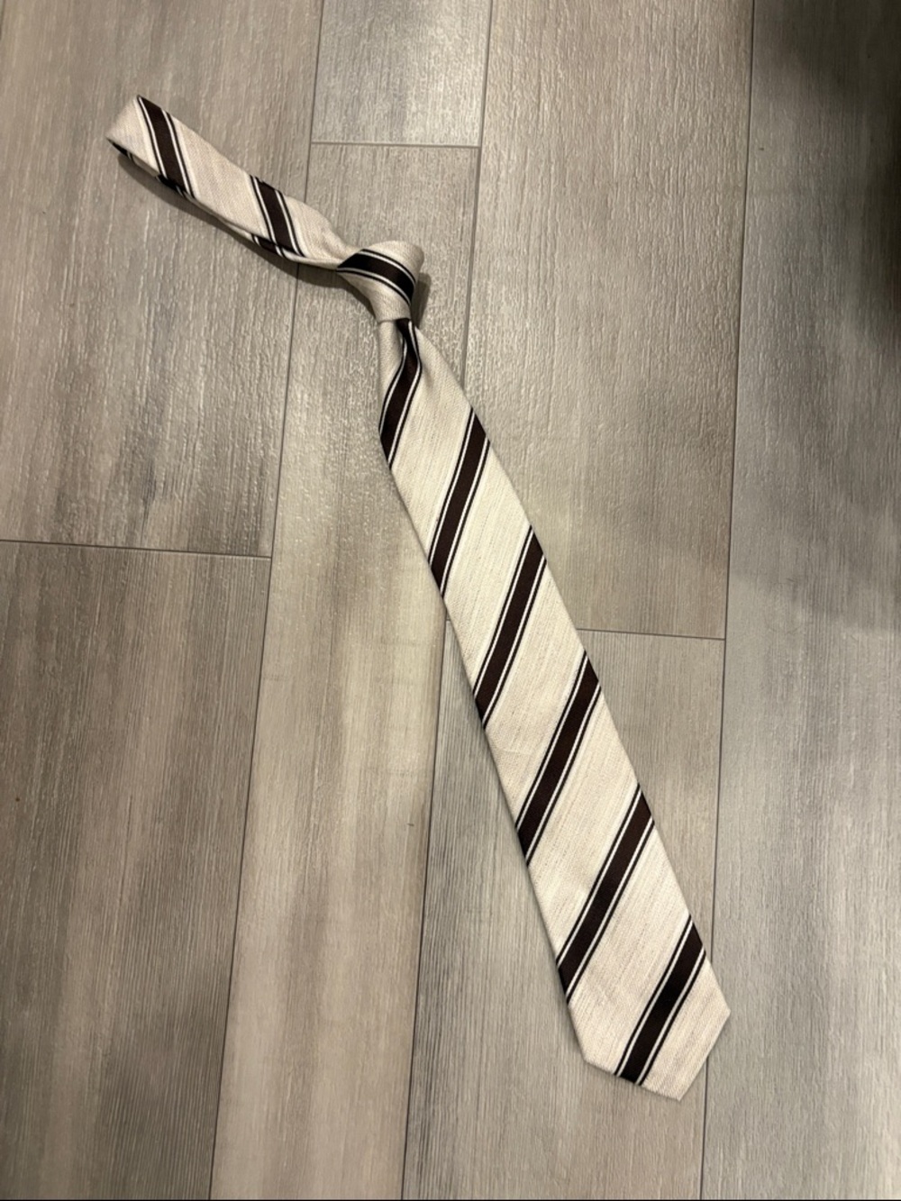 Suitsupply Cream and Dark Brown Striped  Tie